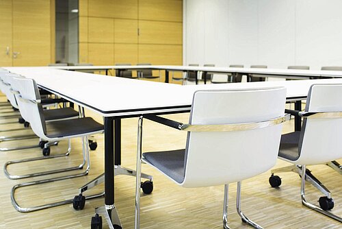 Neos task chairs in seminar room, classroom setup
