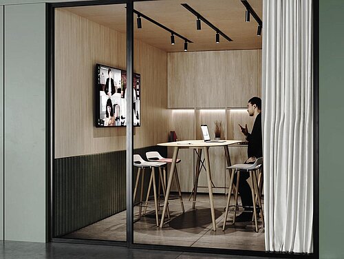 Occo chairs in enclosed meeting booth, collaborative workspace