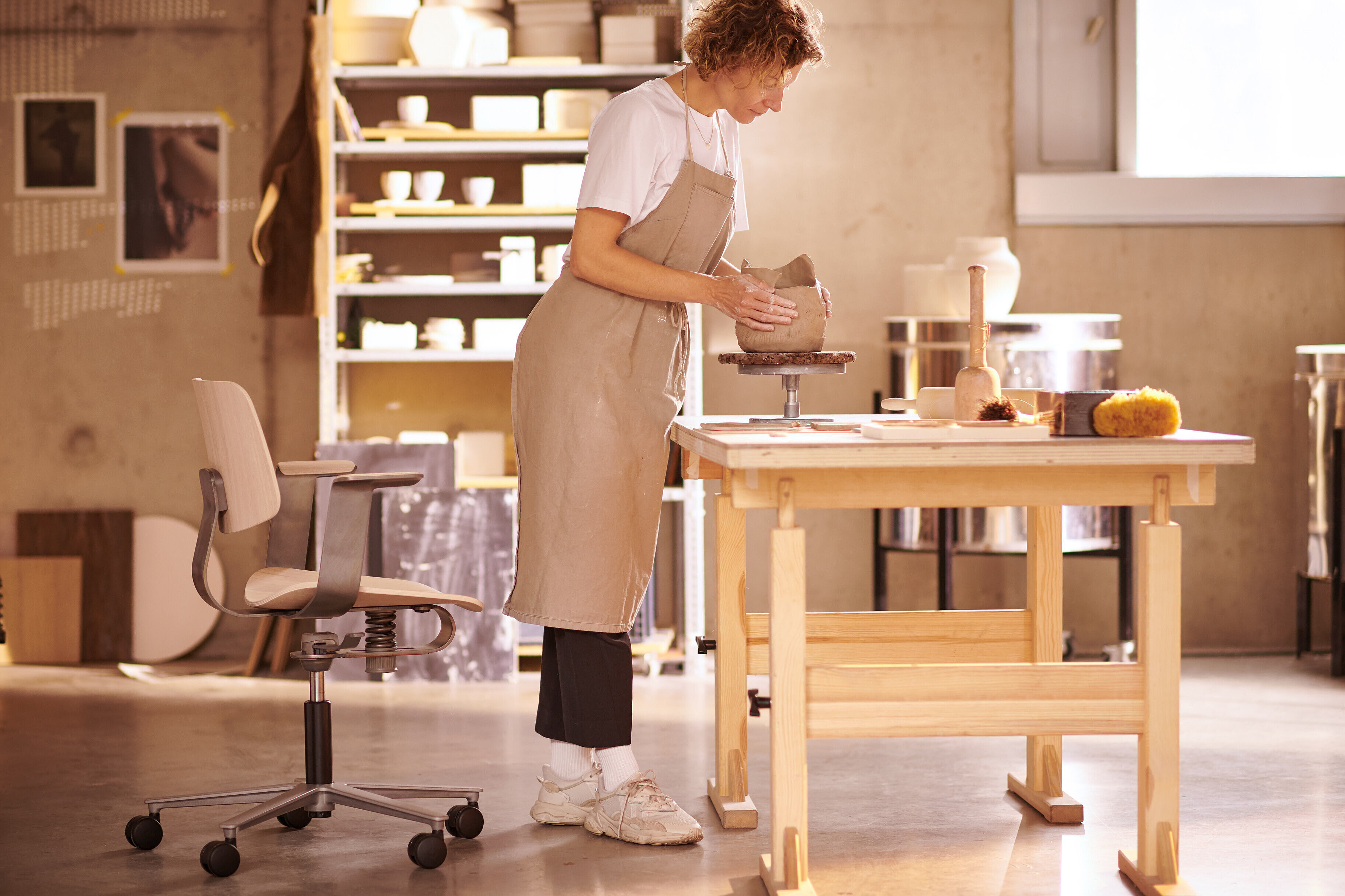 Wichair chair in ceramics workshop, creative working scene