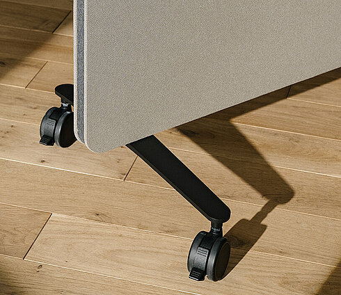 Confair Next media wall, mobile panel on castors, rear perspective