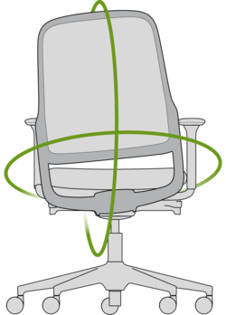 ME Swivel Chair, cut-out, rear view, ergonomic motion diagram