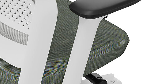 ME swivel chair, cut-out, close-up of armrest and seat upholstery