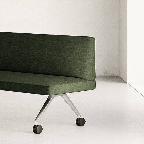 Insit mobile bench with side table in bright studio setting
