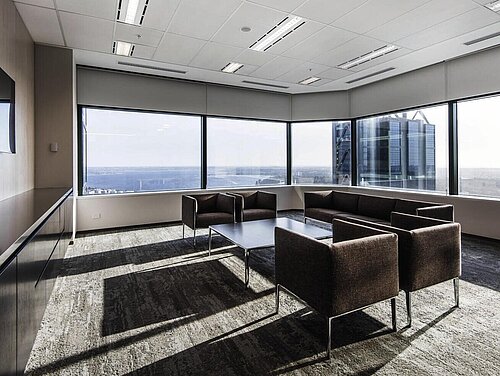 Asienta chairs in modern corner office seating area
