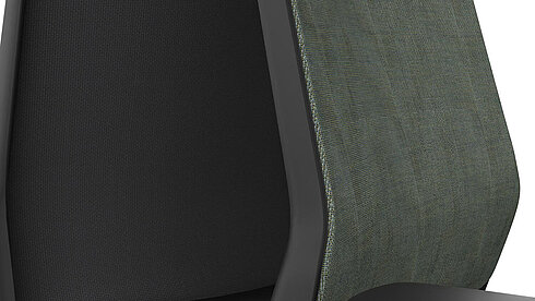 ME Swivel Chair, cut-out, side view, upholstered backrest detail