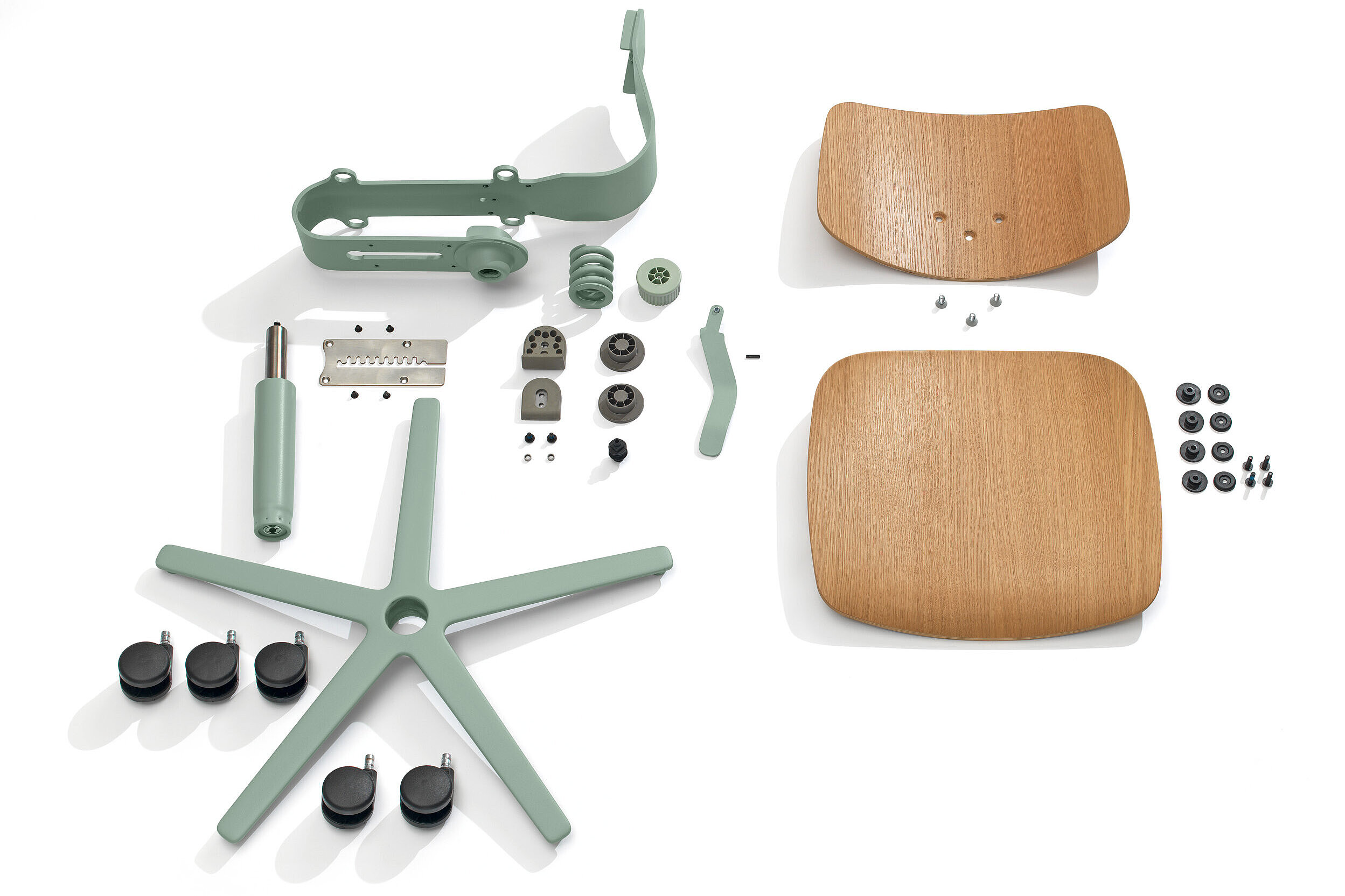 WiChair chair components, cut-out, exploded view