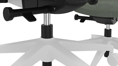 ME swivel chair, cut-out, base detail with adjustment mechanism