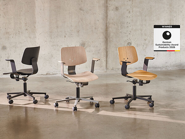 WiChair chair, cut-out, side view, light green frame, plywood seat