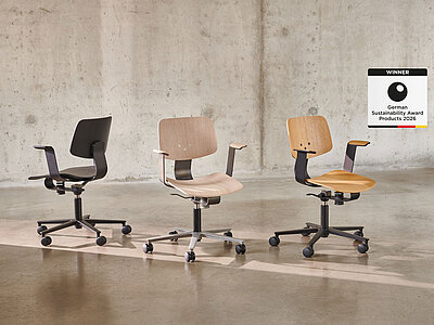 WiChair chair, cut-out, side view, light green frame, plywood seat