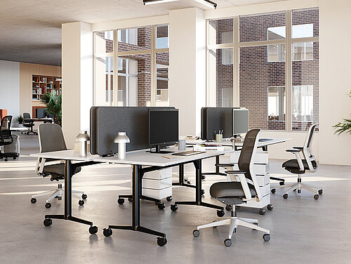 ME swivel chairs in contemporary office, collaborative workspace setting