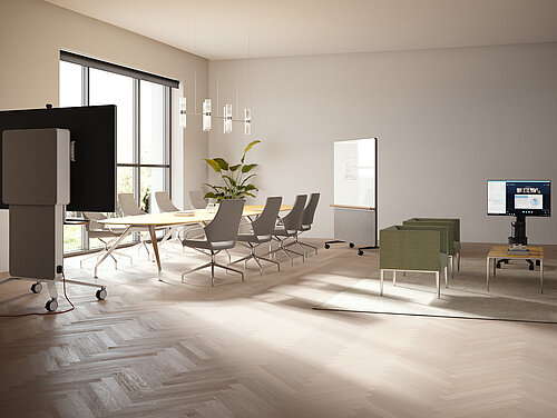 Confair Next in modern meeting room, workshop and presentation setup