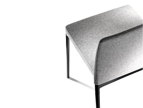 Ceno chair, cut-out, top rear view, grey upholstery with black frame
