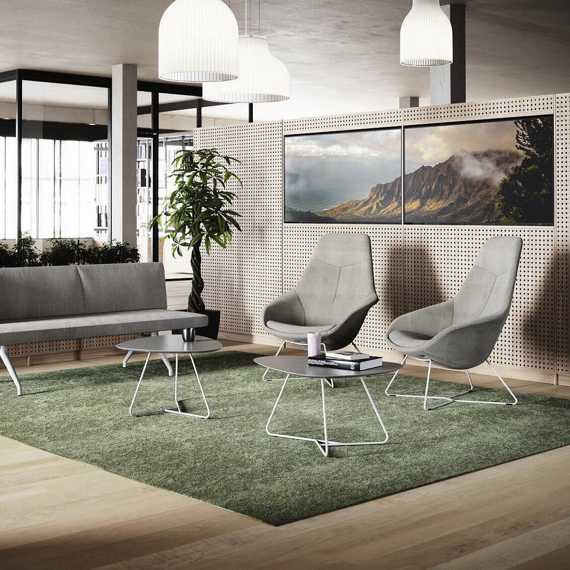 Yonda Lounge seating in open office lounge, collaborative area
