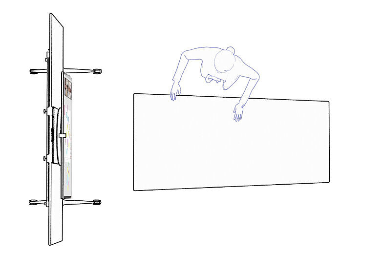 An illustration of how to use the Tametable Lift in a virtual meeting, for example.