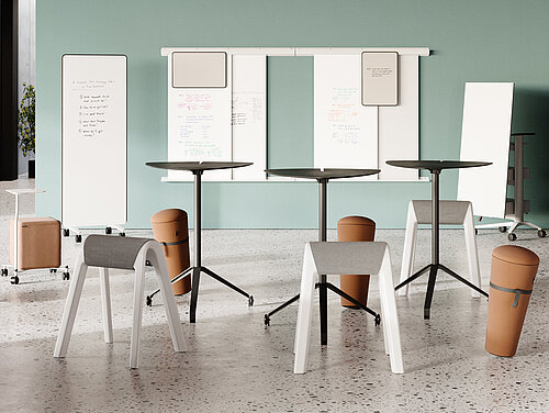 Mobile Confair Next boards and stools in modern collaborative workspace setup