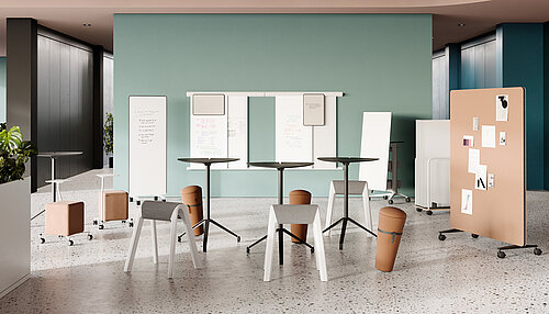 Mobile Confair Next boards and stools in modern collaborative workspace setup