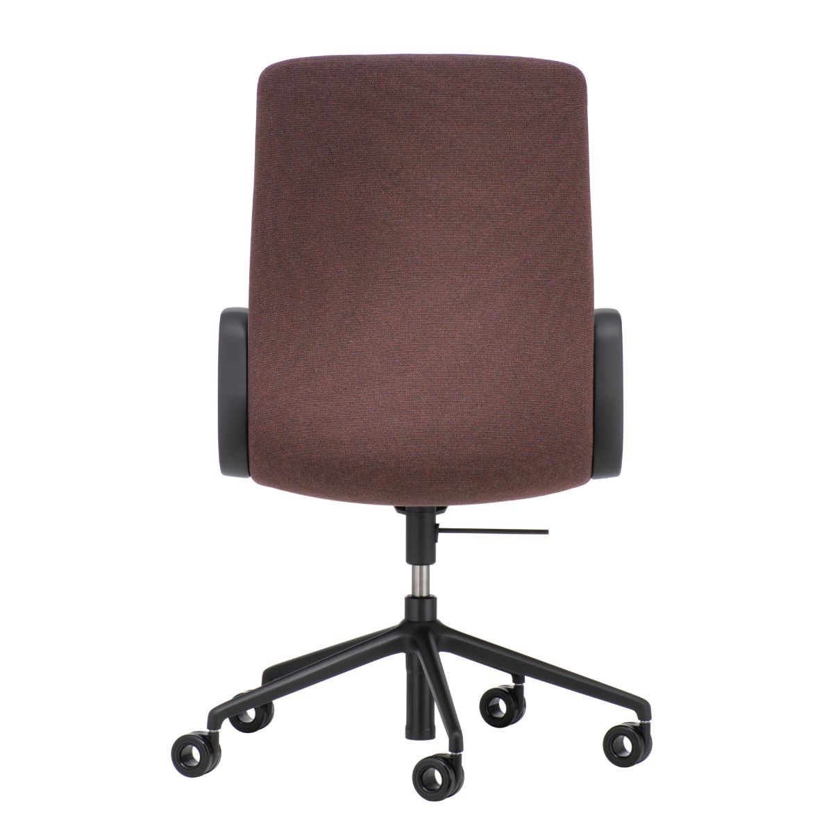 Decide office chair, cut-out, rear view, brown fabric, black base