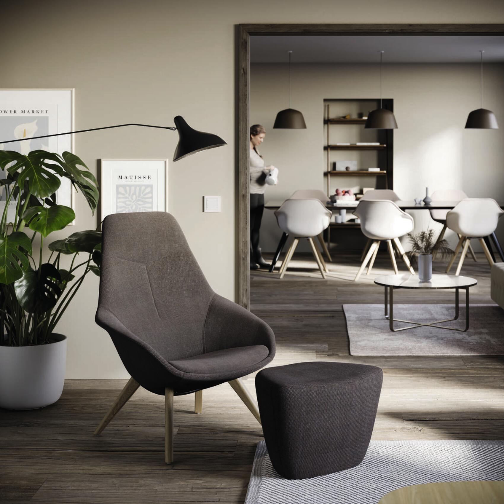 Yonda Lounge chair in modern living space, reading corner scene